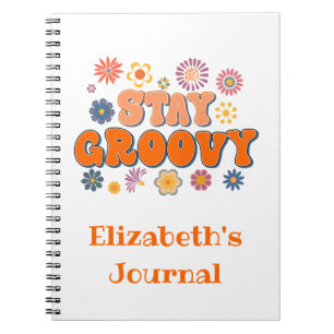 Espiral Caderno Jornal Retro Fique Groovy Flower Power