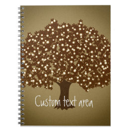 Espiral Caderno jornal rústico árvore iluminada antiga