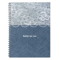 Caderno Jornal Rústico Personalizado Denim & Lace