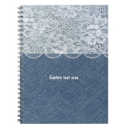 Espiral Caderno Jornal Rústico Personalizado Denim & Lace
