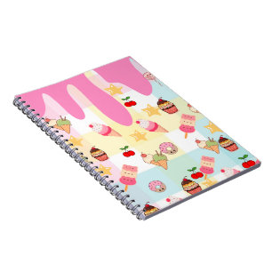 Espiral Caderno Kawaii de Sorvete & Gotejamento
