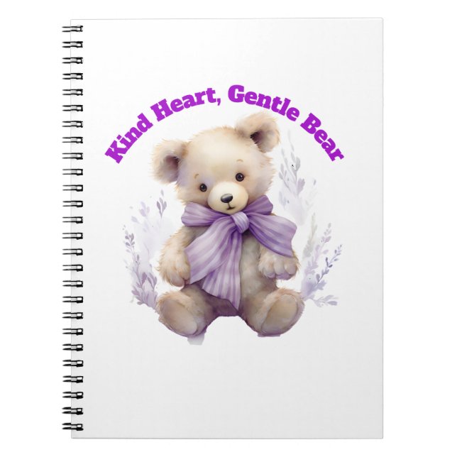 Espiral Caderno Kind Heart Gentle Bear - Design de Urso Fo (Frente)