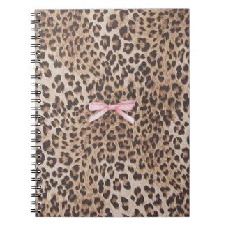 Espiral Caderno Leopard Luxe com Laço Rosa