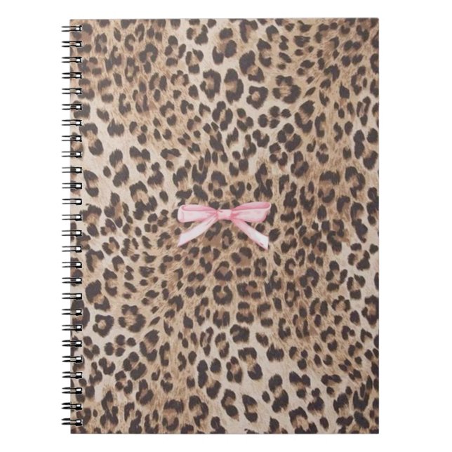 Espiral Caderno Leopard Luxe com Laço Rosa (Frente)