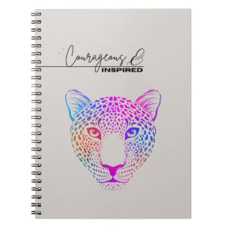 Espiral Caderno Leopardo Cósmico Corajoso e Inspirado