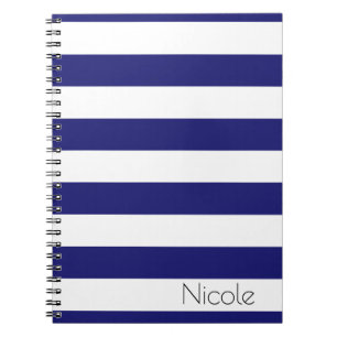 Espiral Caderno listrado azul da meia-noite personalizado