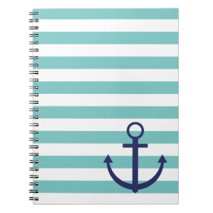 Espiral Caderno listrado da âncora