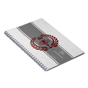 Espiral Caderno listrado de abelha real cinza e vermelho