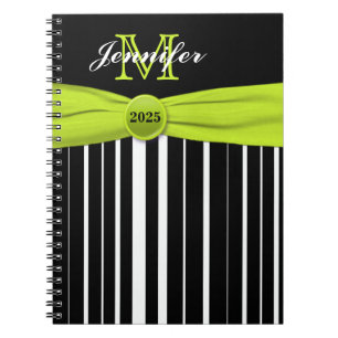 Espiral Caderno Listrado Preto e Branco Personalizado com
