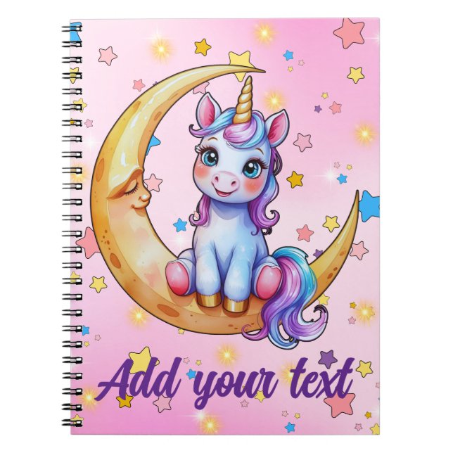 Espiral Caderno Lua Unicórnio Bebê (Frente)