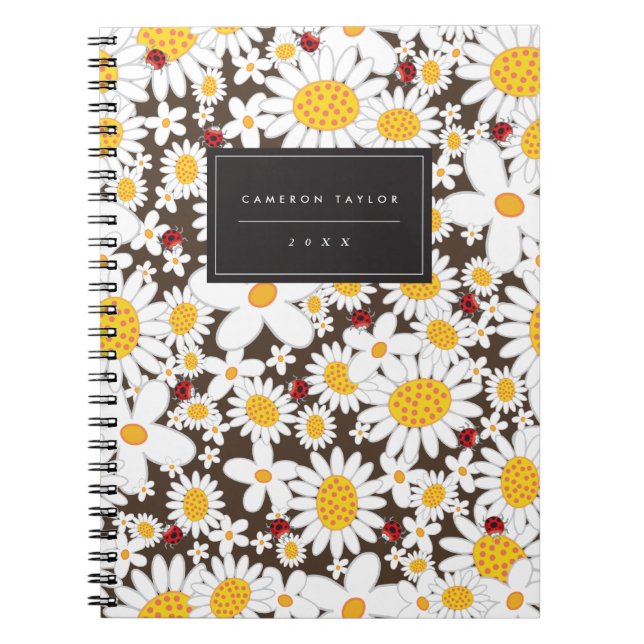Espiral Caderno lunático da flor dos joaninhas das (Frente)