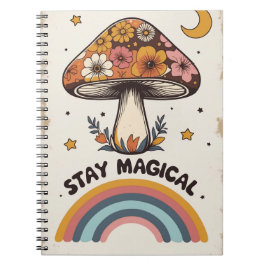 Espiral Caderno Mágico de Cogumelo | Diário Boho Fofo