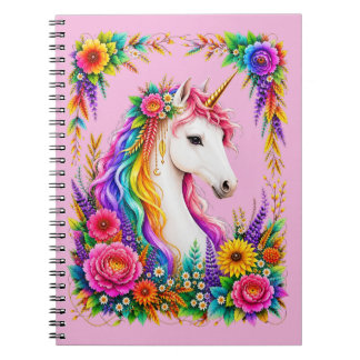 Espiral Caderno Mágico Fantasia Unicórnio Arco-íris