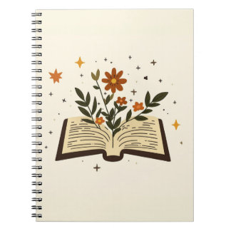 Espiral Caderno Mágico Floral de Livro Aberto