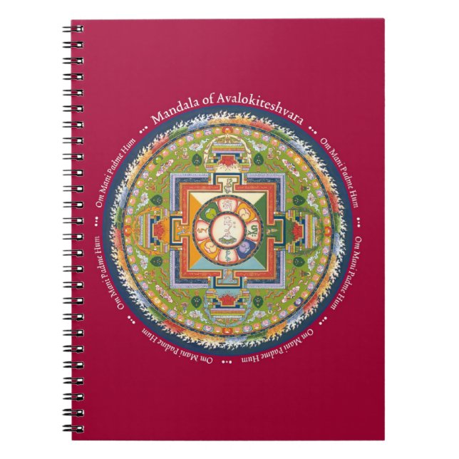 Espiral CADERNO - mandala de Chenrezig com mantra (Frente)
