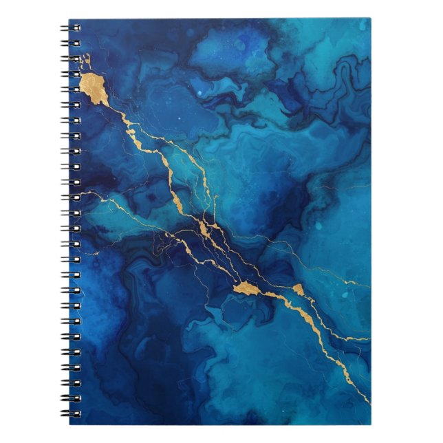 Espiral Caderno Marble Deep Blue Ink com Linhas de Fluxo D (Frente)