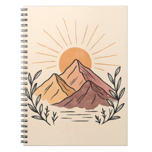 Espiral Caderno Minimalista do Nascer do Sol na Montanha –