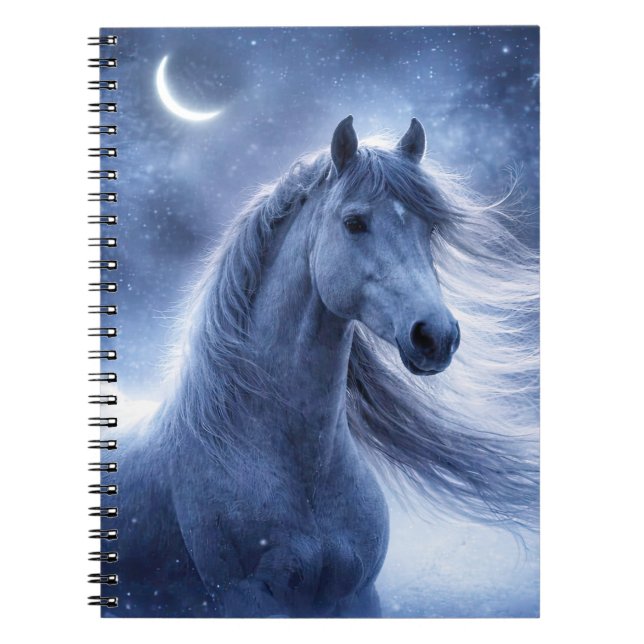 Espiral Caderno Místico Lua Crescente Cavalo Bonito (Frente)