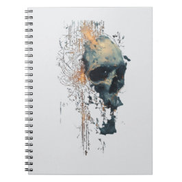 Espiral Caderno Misto de Crânio Cyberpunk Moderno