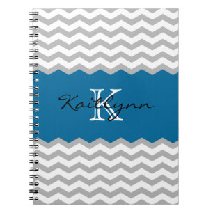 Espiral Caderno moderno do monograma do acento da cerceta