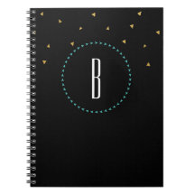 Caderno Moderno Triângulos Preto Dourado Verde-azu