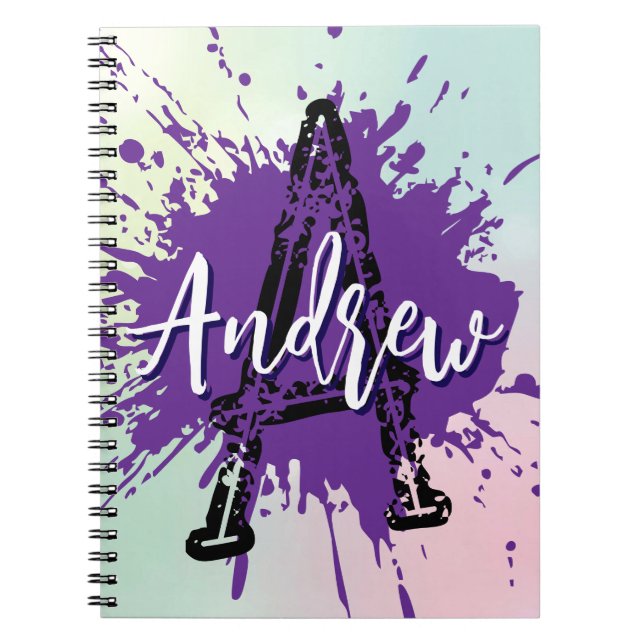 Espiral Caderno Monogram Modern Boy Preppy de Volta às Aul (Frente)