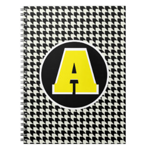 Espiral Caderno monograma xadrez houndstooth