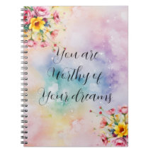 Caderno Motivacional Floral | Pastel Estético