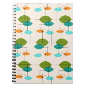 Espiral Caderno móvel atômico retro do teste padrão