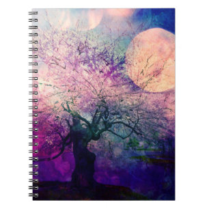 Espiral Caderno Mystical da lua da árvore e da noite