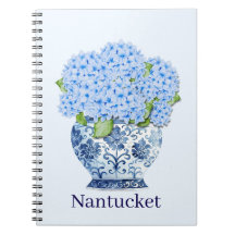 Caderno Nantucket Floral em Chinoiserie Azul e Bra