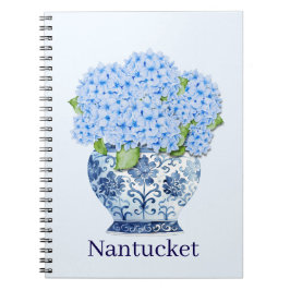 Espiral Caderno Nantucket Floral em Chinoiserie Azul e Bra