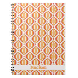 Espiral caderno nostalgia anos 70 padrão óptico groovy