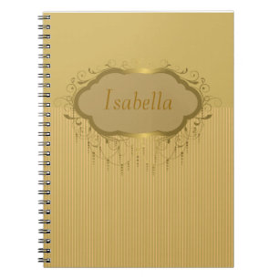 Espiral Caderno ornamentado Dourado feminino da listra