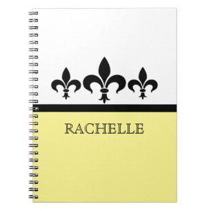 Espiral Caderno ostentoso amarelo da flor de lis