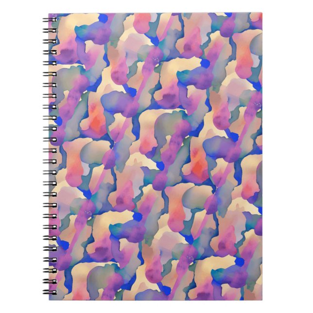 Espiral Caderno - Padrão de Aquarela Multicolorida (Frente)