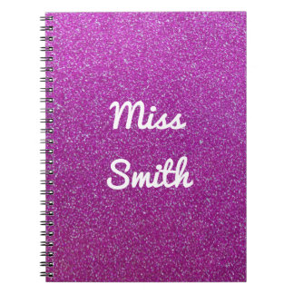 Espiral Caderno personalizado algum brilho roxo conhecido