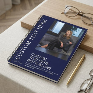 Espiral Caderno Personalizado Azul-Marinho Com Texto E Ima