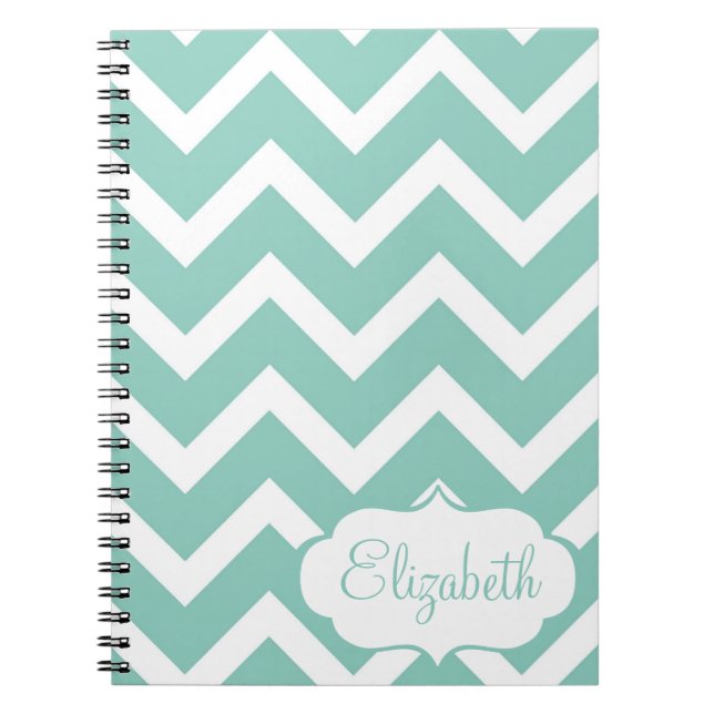 Espiral Caderno personalizado Chevron azul e branco (Frente)