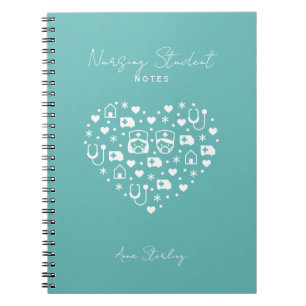 Espiral Caderno Personalizado Ciano Minimalista para Estud