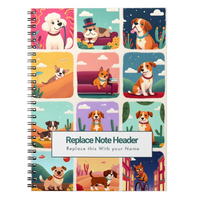 Espiral Caderno Personalizado Colorido Cachorros Fofos (Frente)