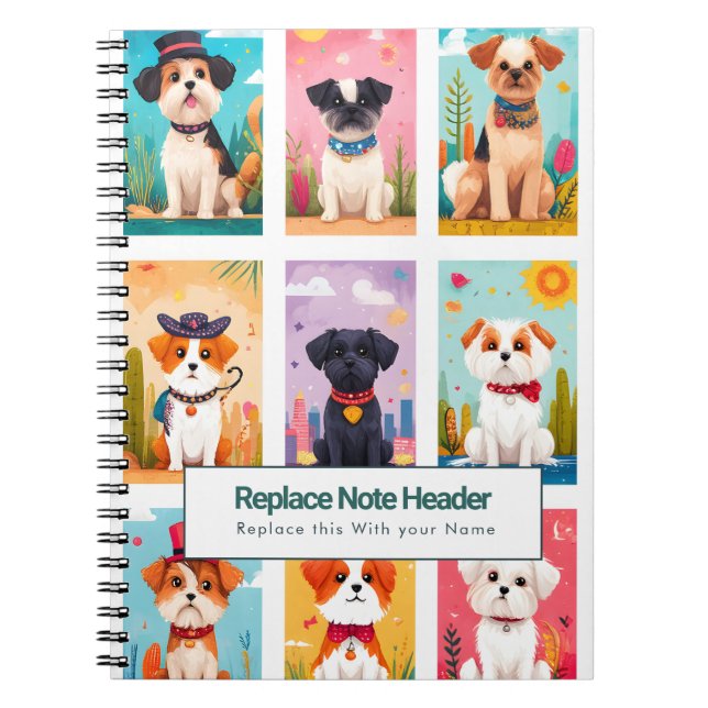 Espiral Caderno Personalizado Colorido Cachorros Fofos (Frente)