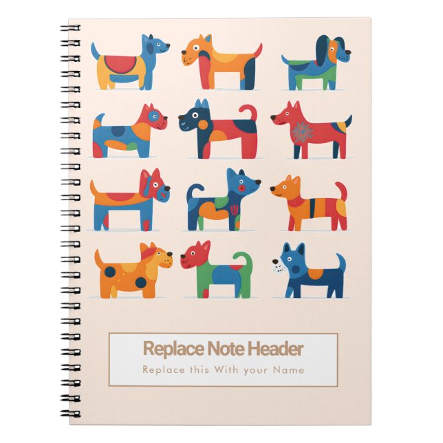 Espiral Caderno Personalizado Colorido Cachorros Fofos (Frente)