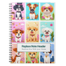 Caderno Personalizado Colorido Cachorros Fofos
