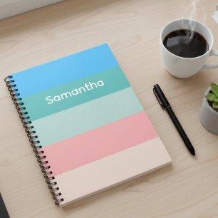 Espiral Caderno Personalizado com Bloco de Cor Listrado Ca