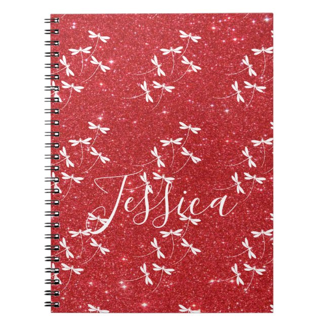 Espiral Caderno personalizado com brilho e libélulas (Frente)