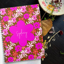 Caderno Personalizado com Design Floral Retro
