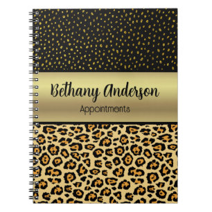 Espiral Caderno Personalizado com Estampa de Leopardo e Do