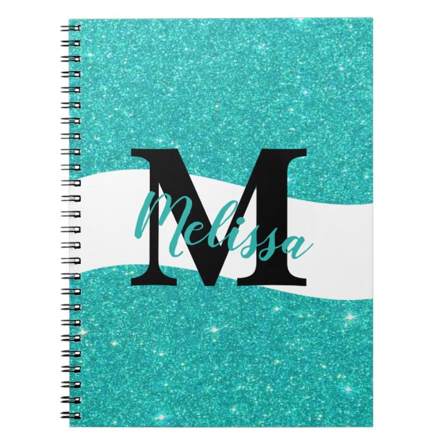 Espiral Caderno personalizado com glitter (Frente)