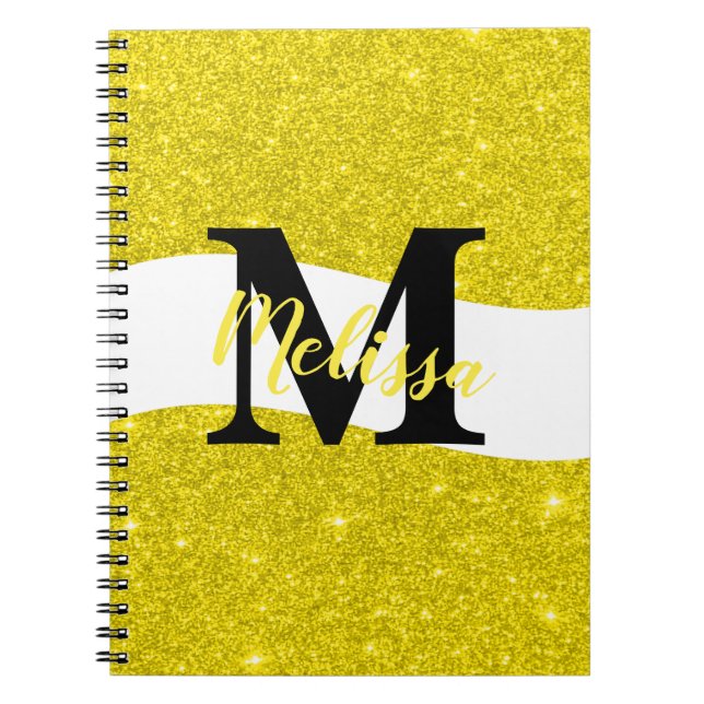 Espiral Caderno personalizado com glitter (Frente)